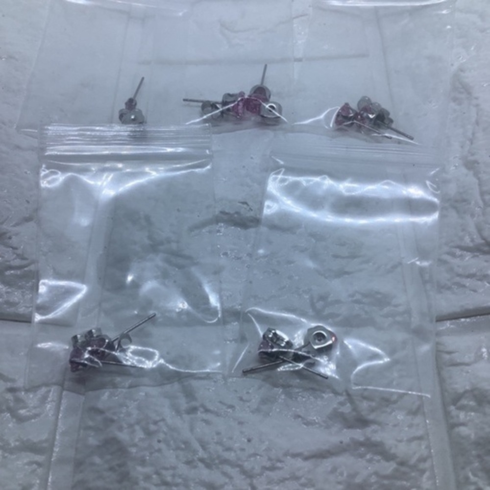 5 Pairs Stainless‎ Steel Earrings Pink 4mm-7mm